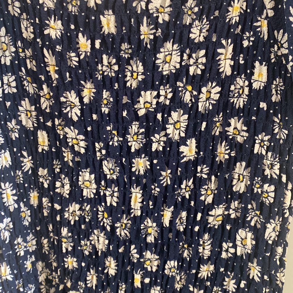 Speechless Kids smocked bodice Navy dress w/White/yellow daisy pattern - size 12 - Picture 3 of 7